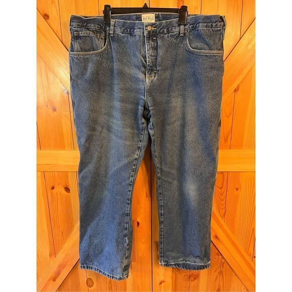 Redhead Flannel Lined Jeans Pants 5 Pocket Blue Straight Leg 44x32 (3739) - Picture 1 of 8